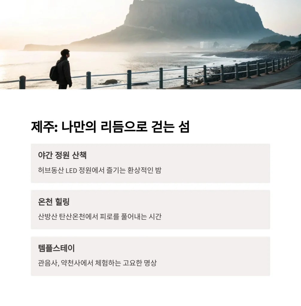 제주: 나만의 리듬으로 걷는 섬